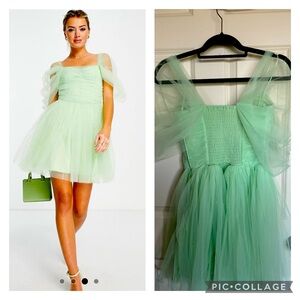 ASOS tulle mini dress in Sage green